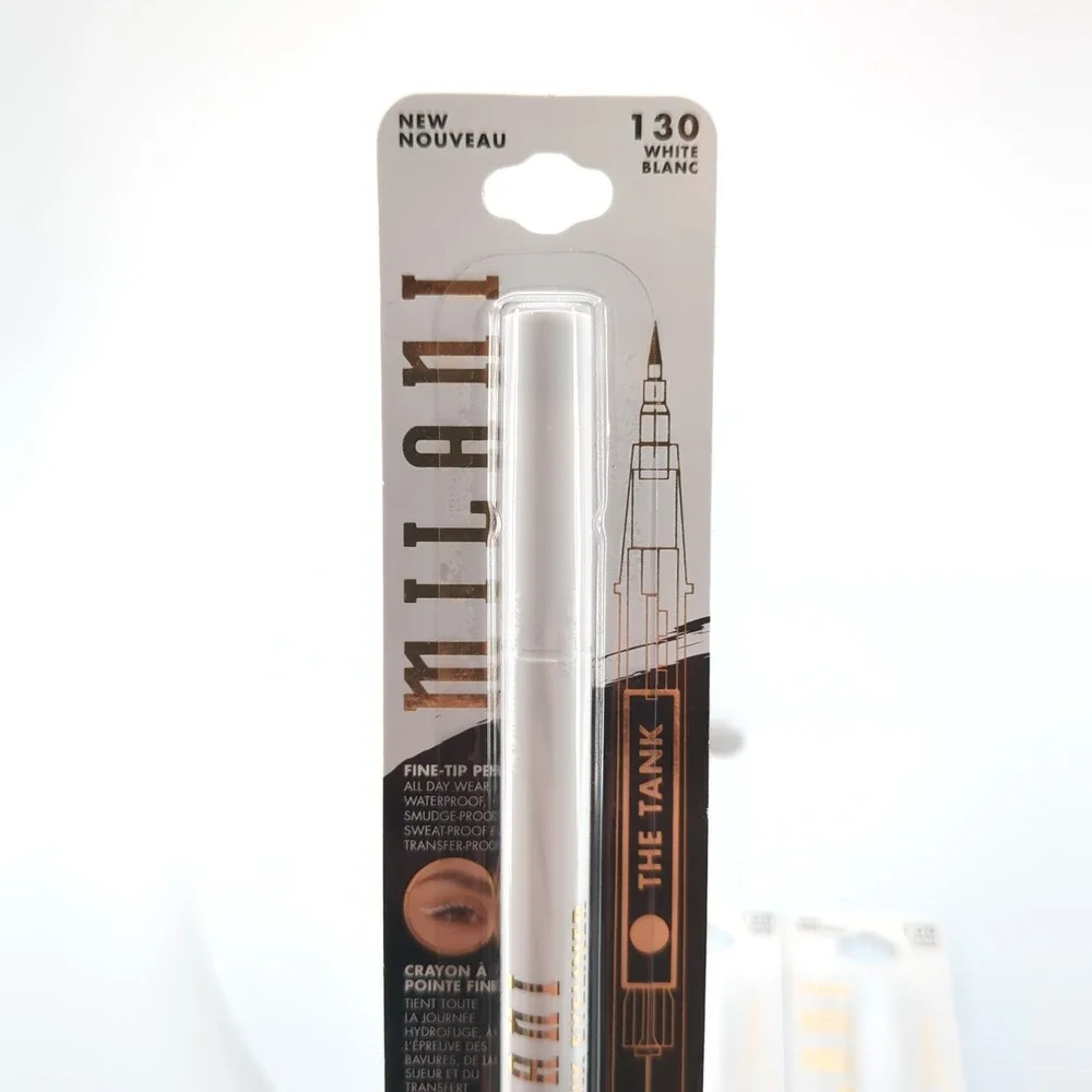 Milani Stay Put Tank Liquid Eyeliner 130 White Blanc Waterproof Bundle of 3